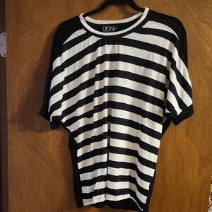 POL Black and White Striped Top